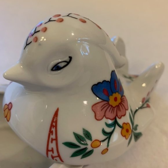 Porcelain Bird Prestige MCML XXX1 Trinket Jewelry Box Hand Painted Flower Design - Picture 8 of 10